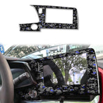 Cornice decorativa per schermo di controllo centrale auto in fibra di carbonio con lamina d'oro forgiata per Chevrolet Corvette C8 2020-, lato guidatore sinistro, Central Control Screen Frame, Left Driver