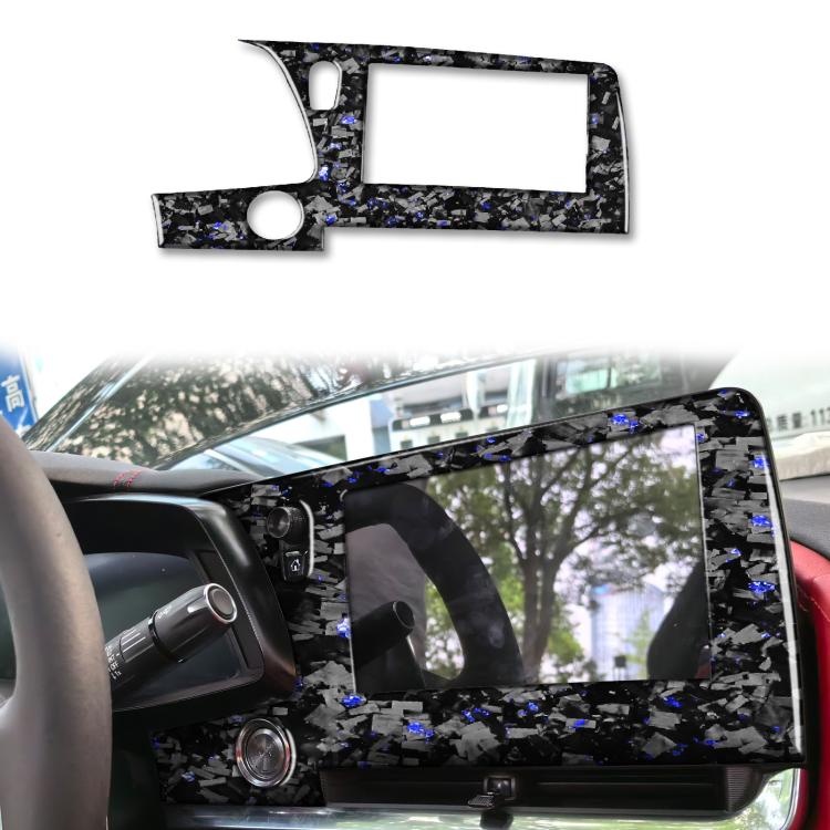 Cornice decorativa per schermo di controllo centrale auto in fibra di carbonio con lamina d'oro forgiata per Chevrolet Corvette C8 2020-, lato guidatore sinistro, Central Control Screen Frame, Left Driver