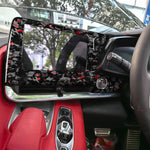 Cornice decorativa per schermo di controllo centrale auto in fibra di carbonio con lamina d'oro forgiata per Chevrolet Corvette C8 2020-, lato destro (lato guidatore)., Central Control Screen Frame, Right Driver