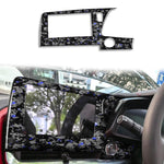 Cornice decorativa per schermo di controllo centrale auto in fibra di carbonio con lamina d'oro forgiata per Chevrolet Corvette C8 2020-, lato destro (lato guidatore)., Central Control Screen Frame, Right Driver