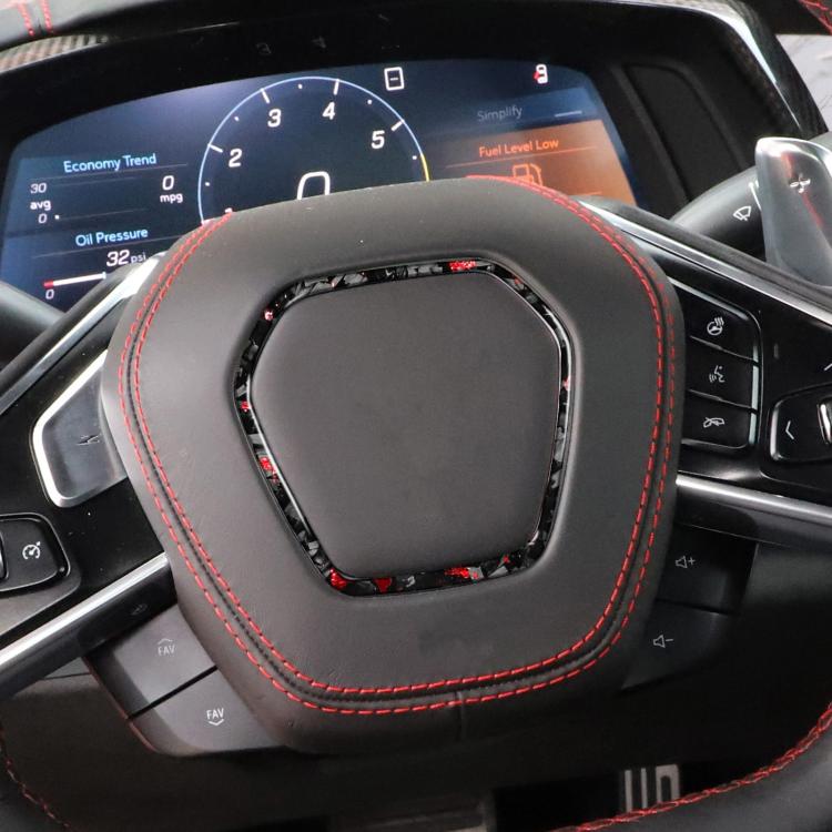 Adesivo decorativo per volante auto in fibra di carbonio con lamina d'oro forgiata per Chevrolet Corvette C8 2020-, lato guidatore sinistro e destro., Steering Wheel Frame