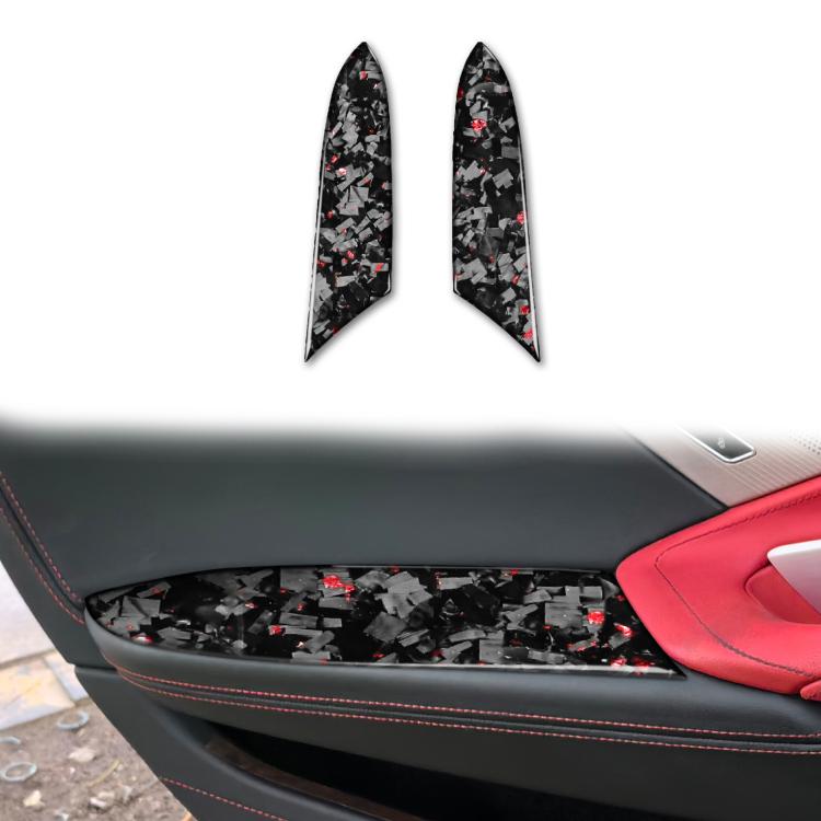 Set di 2 adesivi decorativi in fibra di carbonio con lamina dorata forgiata per bracciolo interno auto, per Chevrolet Corvette C8 2020-, lato guidatore sinistro e destro., Inside Armrest Panel