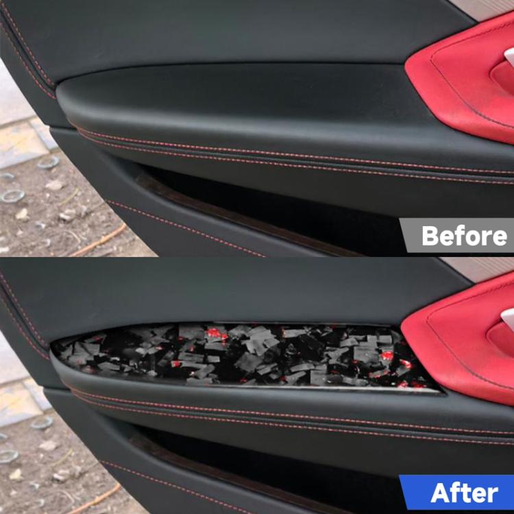 Set di 2 adesivi decorativi in fibra di carbonio con lamina dorata forgiata per bracciolo interno auto, per Chevrolet Corvette C8 2020-, lato guidatore sinistro e destro., Inside Armrest Panel