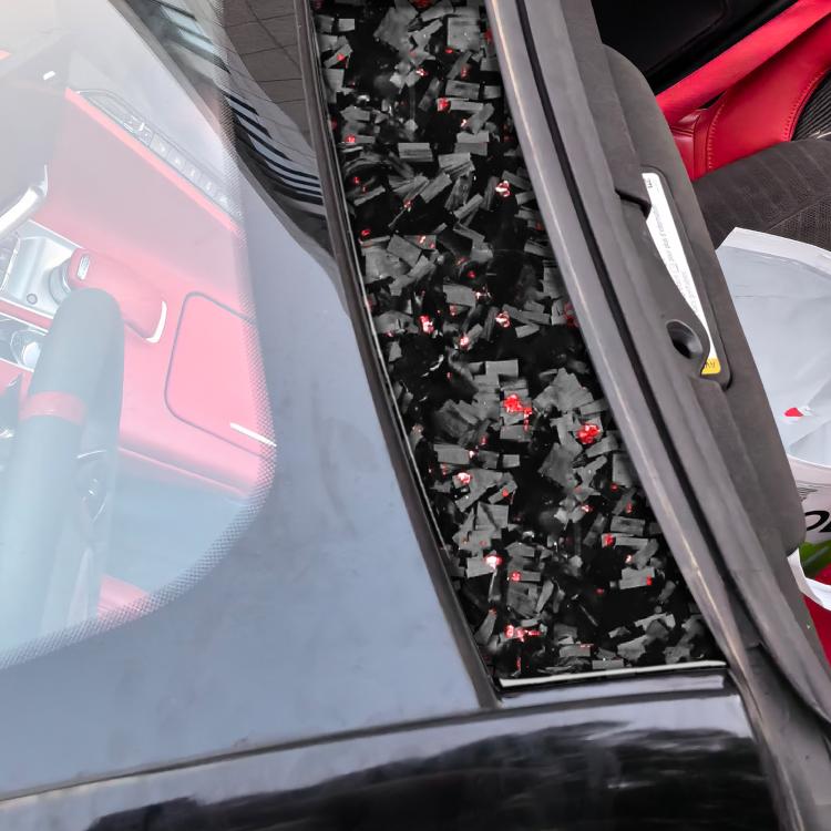 Adesivo decorativo per tetto anteriore dell'auto in fibra di carbonio con lamina d'oro forgiata per Chevrolet Corvette C8 2020-, lato guidatore sinistro e destro., Front Roof