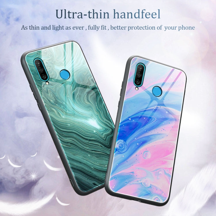 Custodia protettiva in vetro con motivo in marmo, For Huawei P30 lite / nova 4e, For Huawei P30 Pro, For Huawei Y9 Prime (2019) / P Smart Z, For Honor 20 / nova 5T