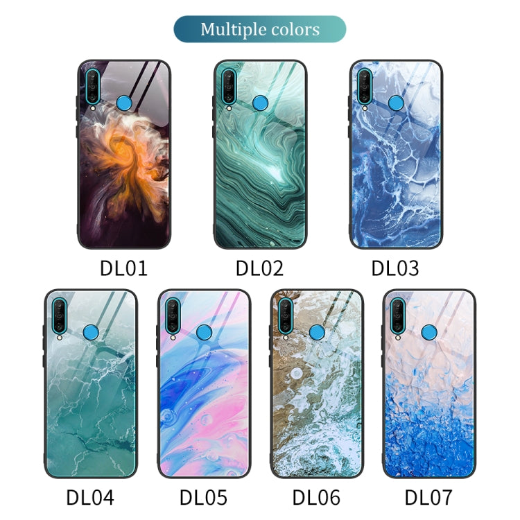 Custodia protettiva in vetro con motivo in marmo, For Huawei P30 lite / nova 4e, For Huawei P30 Pro, For Huawei Y9 Prime (2019) / P Smart Z, For Honor 20 / nova 5T