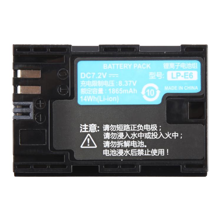 Batteria LP-E6 da 1865 mAh per Canon 5D2 / 5D3 / 6D / 6D II / 7D2 / 70D / 80D / 90D