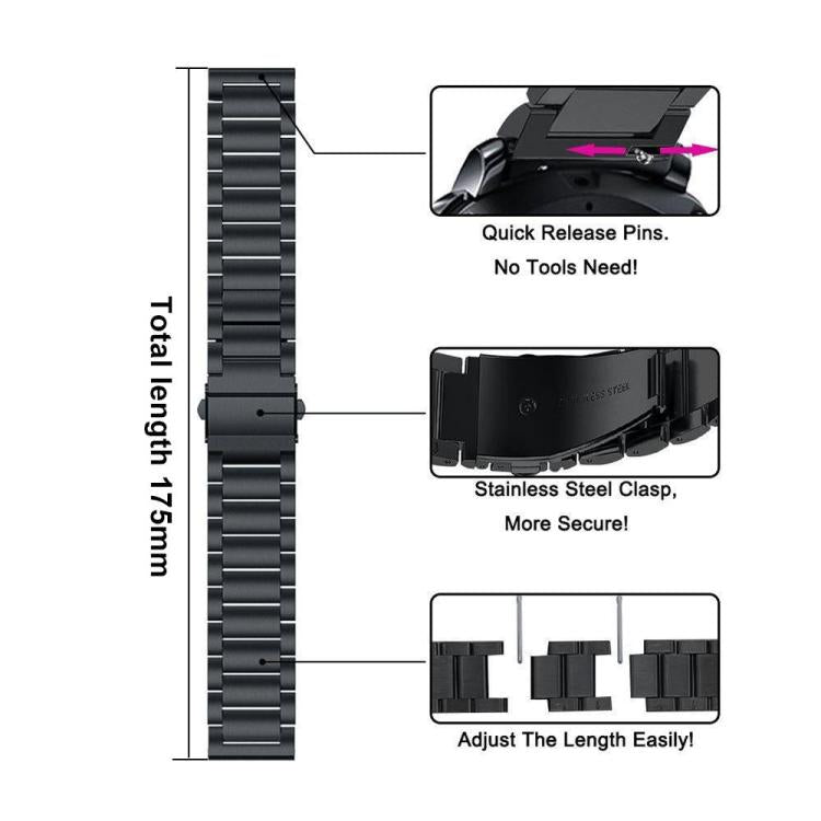 Cinturino per orologio in acciaio inossidabile con tre perline, For Samsung Galaxy Watch8 / Watch8 Classic
