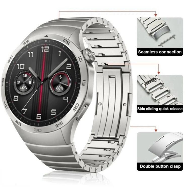 Cinturino per orologio in acciaio inossidabile con fibbia HW a giunzione in bambù e perlina singola., For Huawei Watch GT 5 46mm, For Huawei Watch GT 4 46mm
