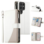 Portafoglio multi-carta con cerniera e cinturino corto, cuciture a vista, custodia per telefono in pelle con cinturino corto., For Samsung Galaxy S24+ 5G / S25+ 5G, For Samsung Galaxy S25 Ultra 5G, For Samsung Galaxy S24 FE 5G                          ...