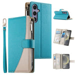 Portafoglio multi-carta con cerniera e cinturino corto, cuciture a vista, custodia per telefono in pelle con cinturino corto., For Samsung Galaxy S24+ 5G / S25+ 5G, For Samsung Galaxy S25 Ultra 5G, For Samsung Galaxy S24 FE 5G                          ...