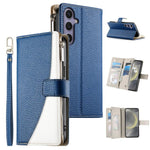 Portafoglio multi-carta con cerniera e cinturino corto, cuciture a vista, custodia per telefono in pelle con cinturino corto., For Samsung Galaxy S24+ 5G / S25+ 5G, For Samsung Galaxy S25 Ultra 5G, For Samsung Galaxy S24 FE 5G                          ...