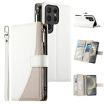 Portafoglio multi-carta con cerniera e cinturino corto, cuciture a vista, custodia per telefono in pelle con cinturino corto., For Samsung Galaxy S24+ 5G / S25+ 5G, For Samsung Galaxy S25 Ultra 5G, For Samsung Galaxy S24 FE 5G                          ...