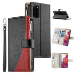 Portafoglio multi-carta con cerniera e cinturino corto, cuciture a vista, custodia per telefono in pelle con cinturino corto., For Samsung Galaxy S20 Ultra, For Samsung Galaxy S20, For Samsung Galaxy S20+