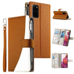 Portafoglio multi-carta con cerniera e cinturino corto, cuciture a vista, custodia per telefono in pelle con cinturino corto., For Samsung Galaxy S20 Ultra, For Samsung Galaxy S20, For Samsung Galaxy S20+