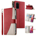 Portafoglio multi-carta con cerniera e cinturino corto, cuciture a vista, custodia per telefono in pelle con cinturino corto., For Samsung Galaxy S20 Ultra, For Samsung Galaxy S20, For Samsung Galaxy S20+