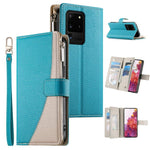 Portafoglio multi-carta con cerniera e cinturino corto, cuciture a vista, custodia per telefono in pelle con cinturino corto., For Samsung Galaxy S20 Ultra, For Samsung Galaxy S20, For Samsung Galaxy S20+