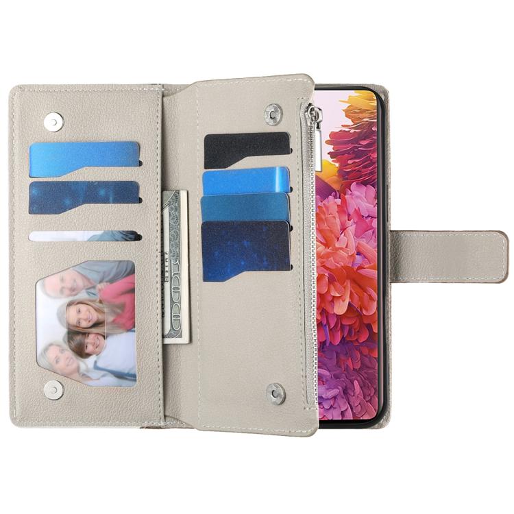 Portafoglio multi-carta con cerniera e cinturino corto, cuciture a vista, custodia per telefono in pelle con cinturino corto., For Samsung Galaxy S20 Ultra, For Samsung Galaxy S20, For Samsung Galaxy S20+