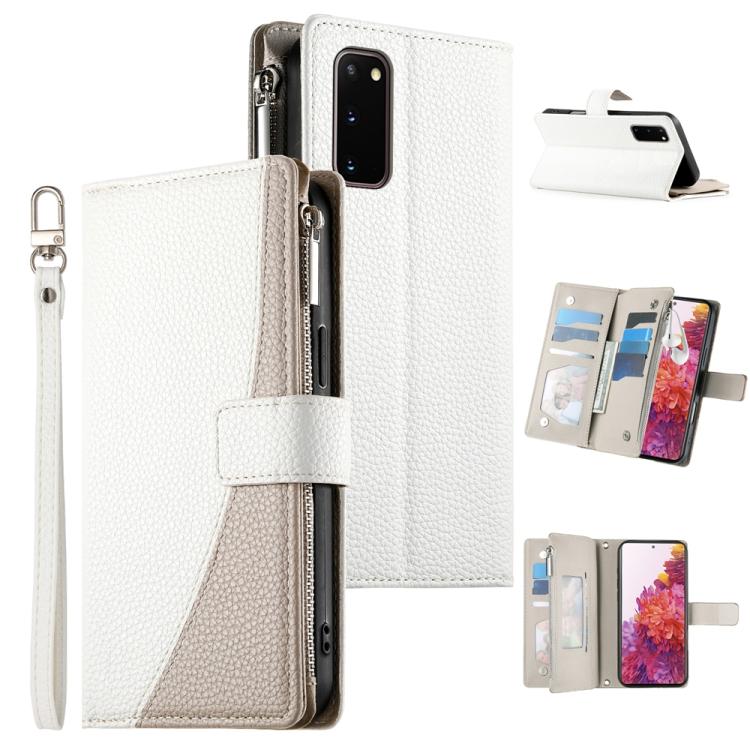 Portafoglio multi-carta con cerniera e cinturino corto, cuciture a vista, custodia per telefono in pelle con cinturino corto., For Samsung Galaxy S20 Ultra, For Samsung Galaxy S20, For Samsung Galaxy S20+