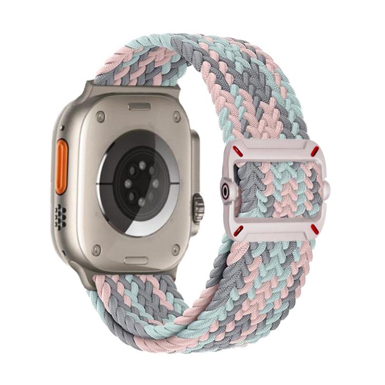 Cinturino per orologio in nylon intrecciato con fibbia meccanica a doppio anello., For Apple Watch 46mm / 49mm / 45mm / 44mm