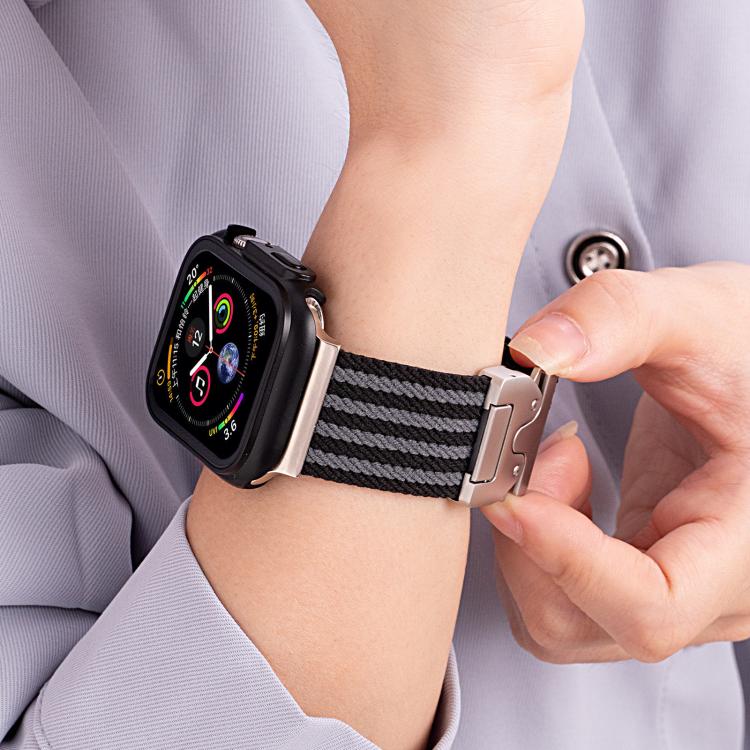 Cinturino per orologio xDfind in nylon intrecciato a 3 strisce con fibbia a paracadute., For Apple Watch 42 / 44 / 45 / 46 / 49mm, For Apple Watch 38 / 40 / 41 / S10 42mm