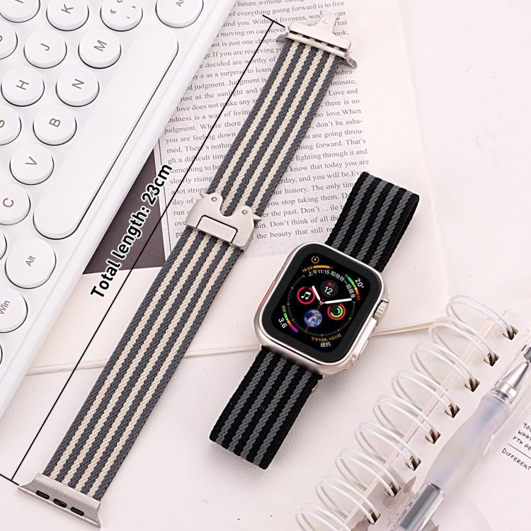 Cinturino per orologio xDfind in nylon intrecciato a 3 strisce con fibbia a paracadute., For Apple Watch 42 / 44 / 45 / 46 / 49mm, For Apple Watch 38 / 40 / 41 / S10 42mm