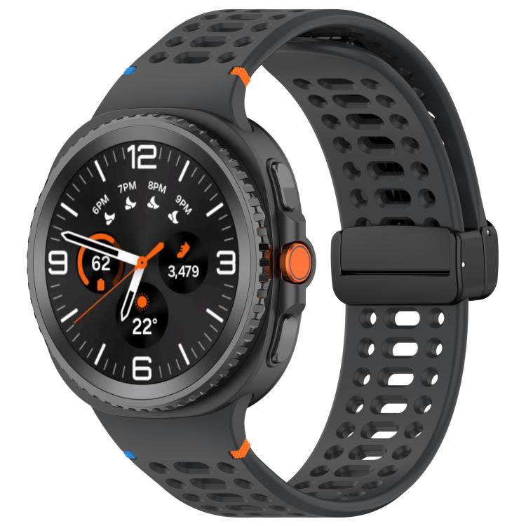Cinturino per orologio in silicone con fibbia magnetica nera xDfind, For Samsung Galaxy Watch8 / Watch8 Classic