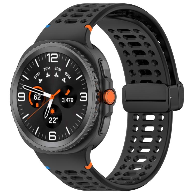 Cinturino per orologio in silicone con fibbia magnetica nera xDfind, For Samsung Galaxy Watch8 / Watch8 Classic