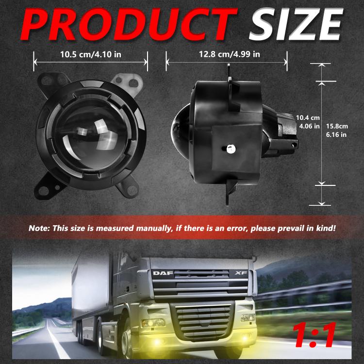 T14 Confezione da 2 pezzi 55W Faro fendinebbia a doppia lente ad alta potenza da 3 pollici con supporto per montaggio a sinistra e a destra, For DAF Trucks
