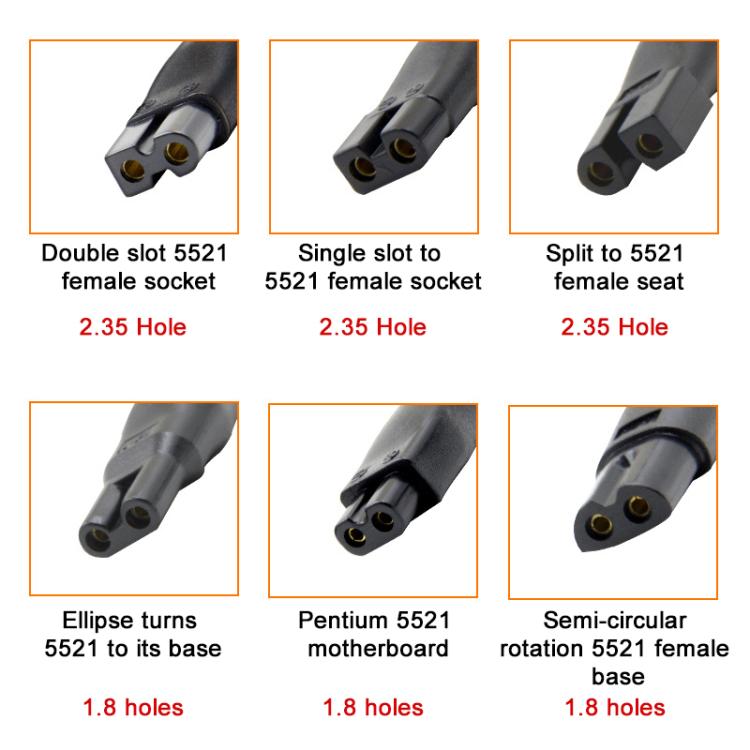 Adattatore convertitore da connettore DC 5,5 x 2,1 mm femmina a interfaccia per rasoio per ricarica., 7pcs / Set, 8pcs / Set