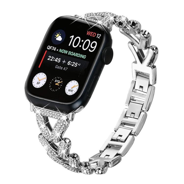 Cinturino per orologio xDfind Small Twist in metallo con diamanti, For Apple Watch 42 / 44 / 45 / 46 / 49mm 20mm, For Apple Watch 38 / 40 / 41 / S10 42mm 20mm