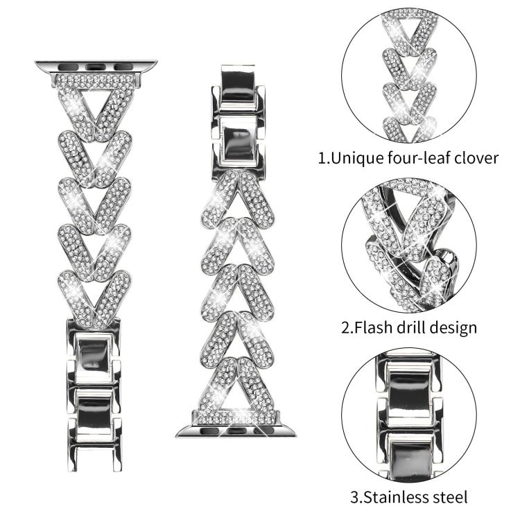 Cinturino per orologio xDfind Small Twist in metallo con diamanti, For Apple Watch 42 / 44 / 45 / 46 / 49mm 20mm, For Apple Watch 38 / 40 / 41 / S10 42mm 20mm