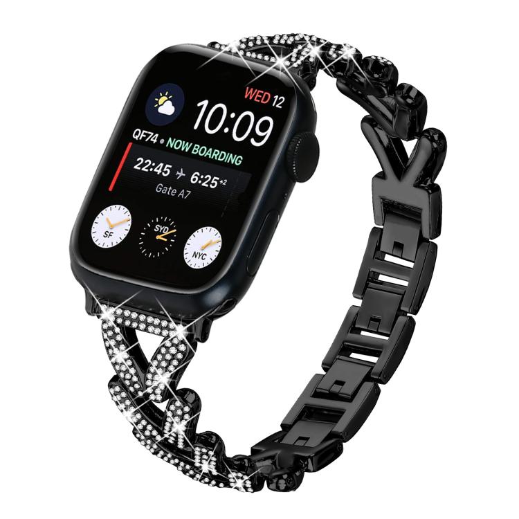 Cinturino per orologio xDfind Small Twist in metallo con diamanti, For Apple Watch 42 / 44 / 45 / 46 / 49mm 20mm, For Apple Watch 38 / 40 / 41 / S10 42mm 20mm