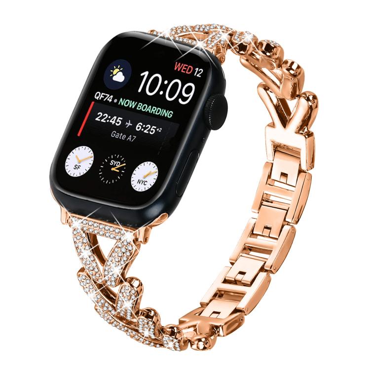 Cinturino per orologio xDfind Small Twist in metallo con diamanti, For Apple Watch 42 / 44 / 45 / 46 / 49mm 20mm, For Apple Watch 38 / 40 / 41 / S10 42mm 20mm