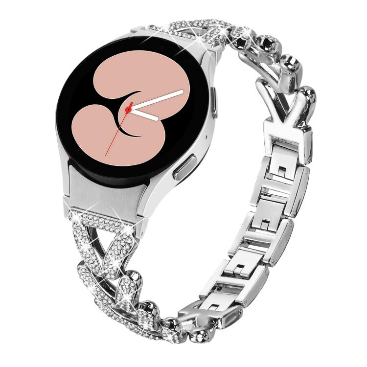 Cinturino per orologio in metallo con diamanti a torsione piccola xDfin da 20 mm, For Samsung Galaxy Watch FE/7/6/5/4 Classic