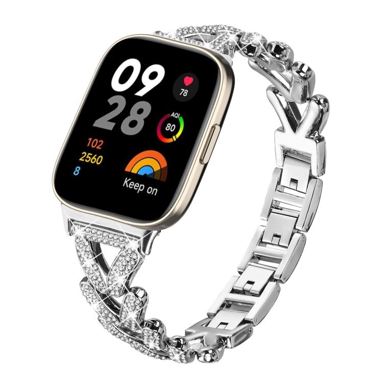 Cinturino per orologio in metallo con diamanti a torsione piccola xDfin da 20 mm, For Xiaomi Band 10 Pro/9 Pro/Redmi Watch 6/5/4, For Redmi Watch 3 Active / Watch 3 Lite, For Redmi Watch 3