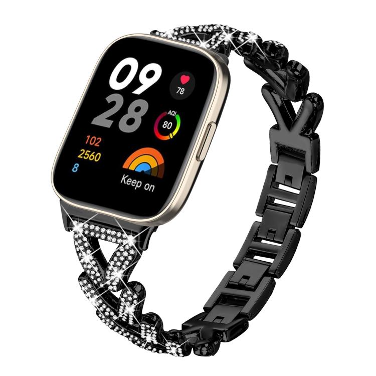Cinturino per orologio in metallo con diamanti a torsione piccola xDfin da 20 mm, For Xiaomi Band 10 Pro/9 Pro/Redmi Watch 6/5/4, For Redmi Watch 3 Active / Watch 3 Lite, For Redmi Watch 3