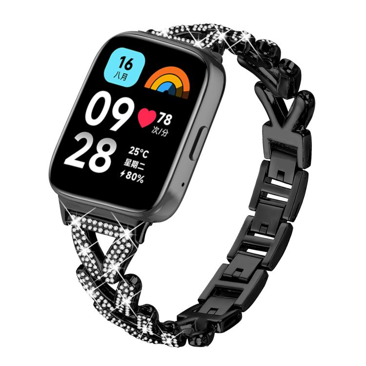 Cinturino per orologio in metallo con diamanti a torsione piccola xDfin da 20 mm, For Xiaomi Band 10 Pro/9 Pro/Redmi Watch 6/5/4, For Redmi Watch 3 Active / Watch 3 Lite, For Redmi Watch 3