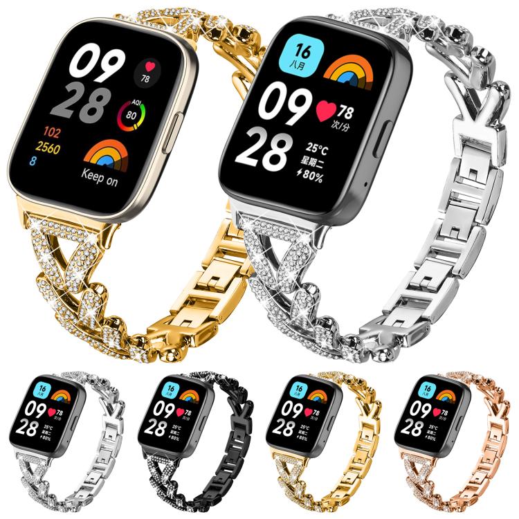 Cinturino per orologio in metallo con diamanti a torsione piccola xDfin da 20 mm, For Xiaomi Band 10 Pro/9 Pro/Redmi Watch 6/5/4, For Redmi Watch 3 Active / Watch 3 Lite, For Redmi Watch 3