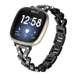 Cinturino per orologio in metallo con diamanti a torsione piccola xDfin da 20 mm, For Fitbit Versa 4 / 3 / Sense / Sense 2
