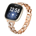 Cinturino per orologio in metallo con diamanti a torsione piccola xDfin da 20 mm, For Fitbit Versa 4 / 3 / Sense / Sense 2