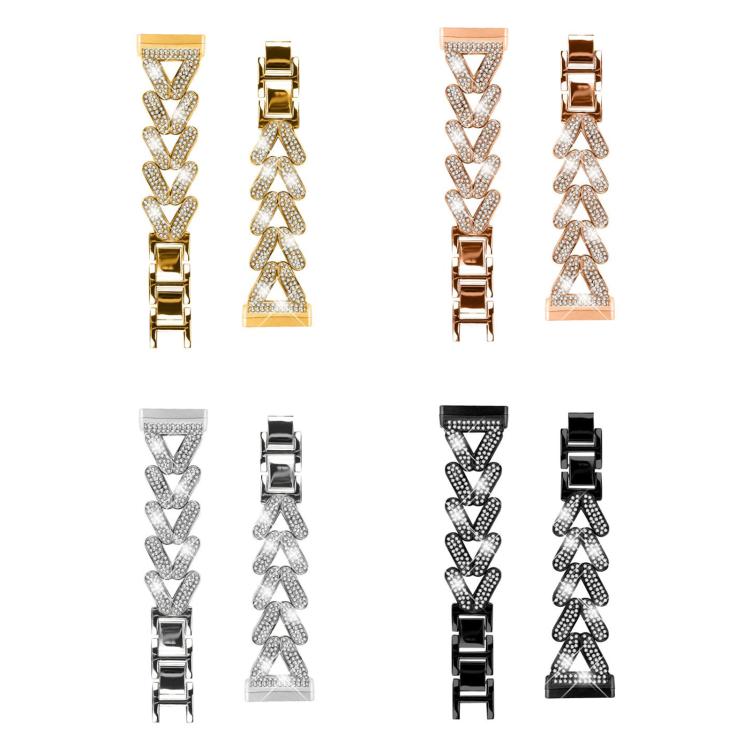 Cinturino per orologio in metallo con diamanti a torsione piccola xDfin da 20 mm, For Fitbit Versa 4 / 3 / Sense / Sense 2