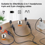 Cavo di ricarica magnetico 2 in 1 per auricolari a conduzione ossea Shokz, USB to 2 Pin / 4 Pin, Type-C to 2 Pin / 4 Pin