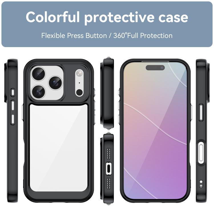 Custodia per telefono in acrilico e TPU della serie Colorful, For iPhone 17 Pro, For iPhone 17, For iPhone 17 Air