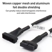 2pcs Computer Motherboard USB3.0 Adapter Cable, 20 Pin Male to 9 Pin Female, 9 Pin Male to 20 Pin Female