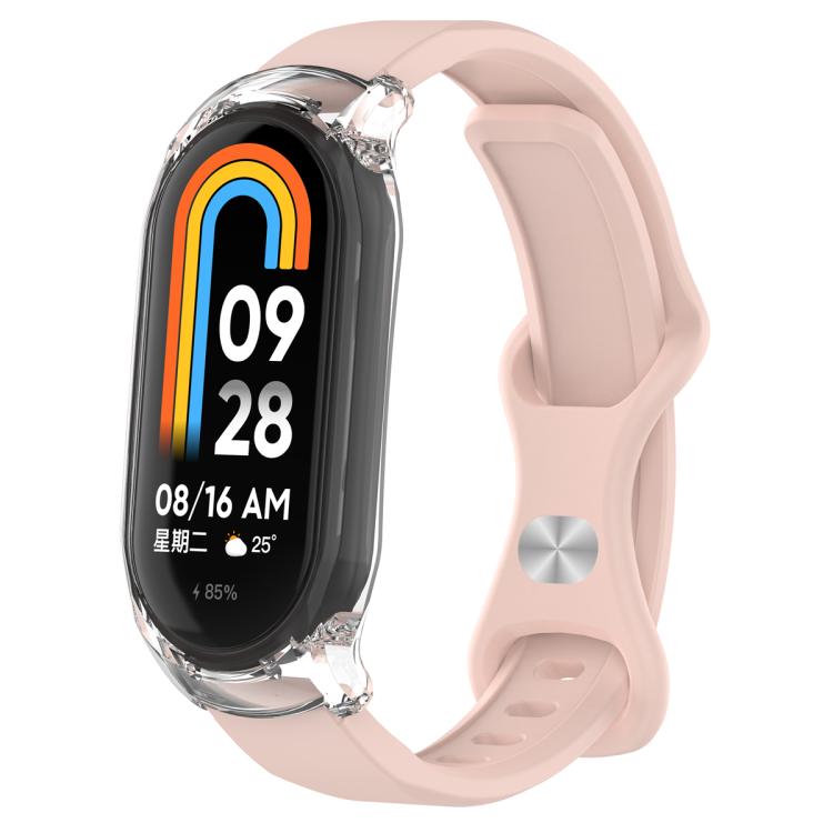 Cinturino per orologio in silicone con fibbia a farfalla e cassa trasparente, For Xiaomi Smart Band 9 / 9 NFC, For Xiaomi Mi Band 8