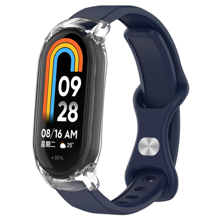 Cinturino per orologio in silicone con fibbia a farfalla e cassa trasparente, For Xiaomi Smart Band 9 / 9 NFC, For Xiaomi Mi Band 8
