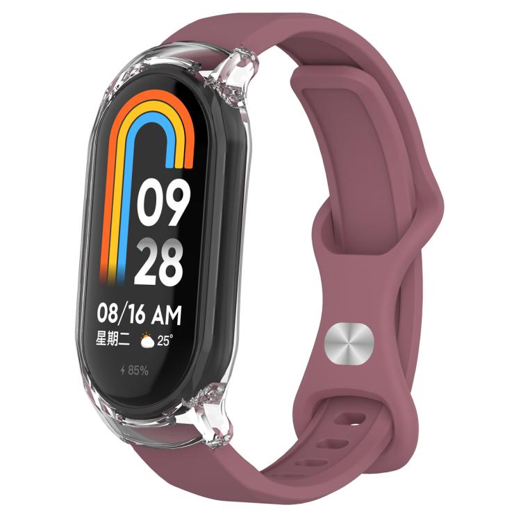 Cinturino per orologio in silicone con fibbia a farfalla e cassa trasparente, For Xiaomi Smart Band 9 / 9 NFC, For Xiaomi Mi Band 8