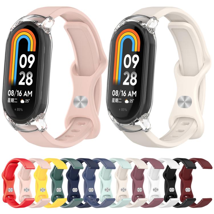 Cinturino per orologio in silicone con fibbia a farfalla e cassa trasparente, For Xiaomi Smart Band 9 / 9 NFC, For Xiaomi Mi Band 8