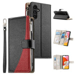 Portafoglio multi-carta con cerniera e cinturino corto, cuciture a vista, custodia per telefono in pelle con cinturino corto., For Samsung Galaxy A25 5G, For Samsung Galaxy A24 4G, For Samsung Galaxy A23 4G / 5G / M13 4G / M23                          ...